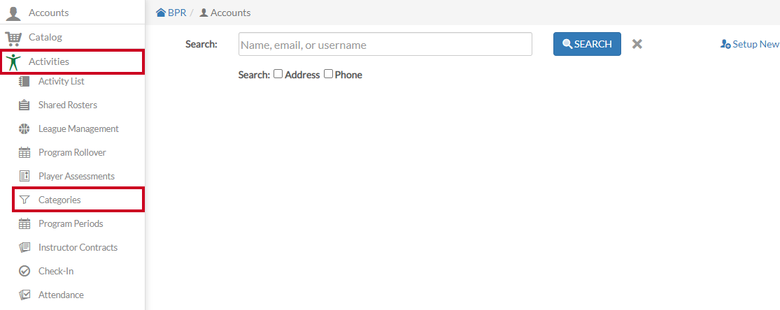 activities categories