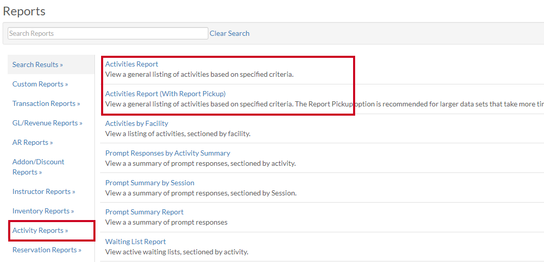 activity reports