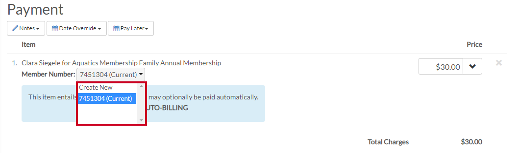 member number