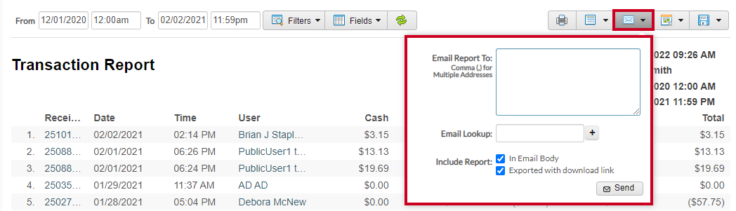 email report