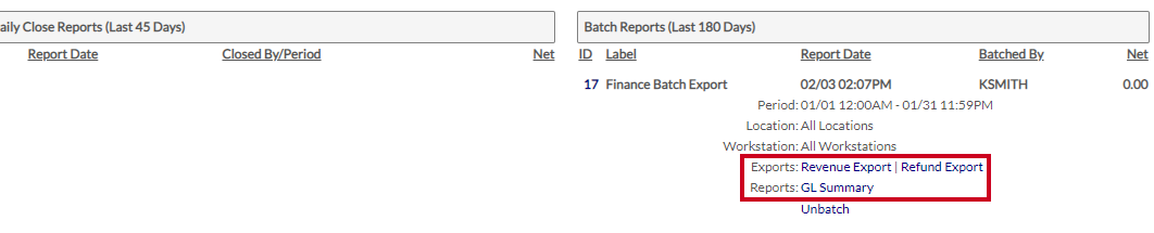 batch report options