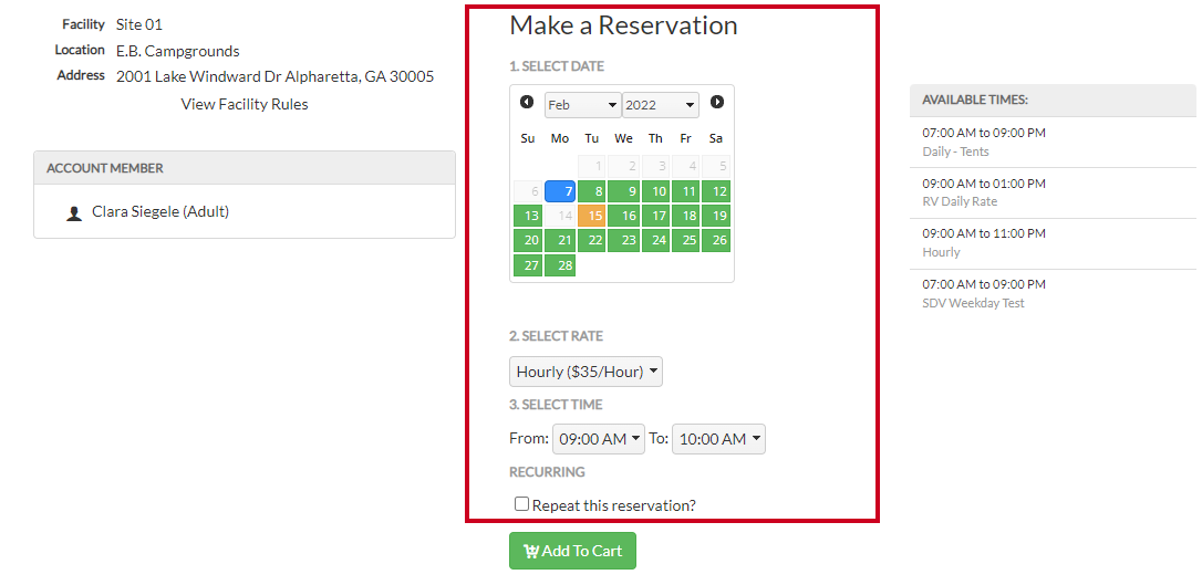 make a reservation fields