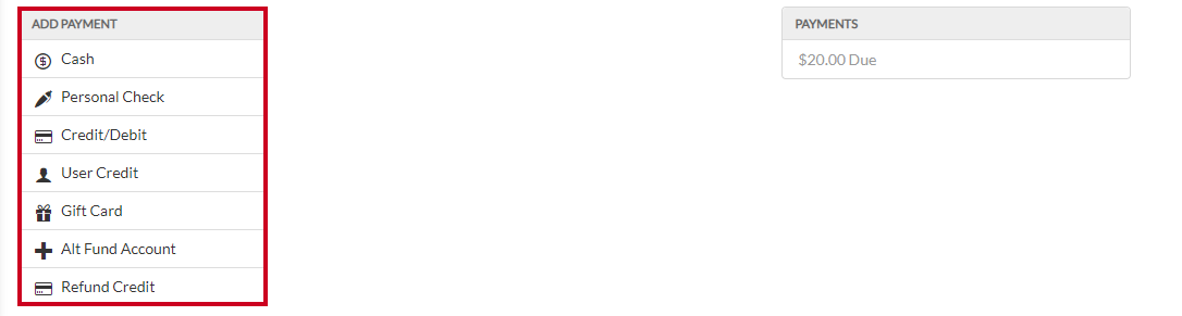 payment option