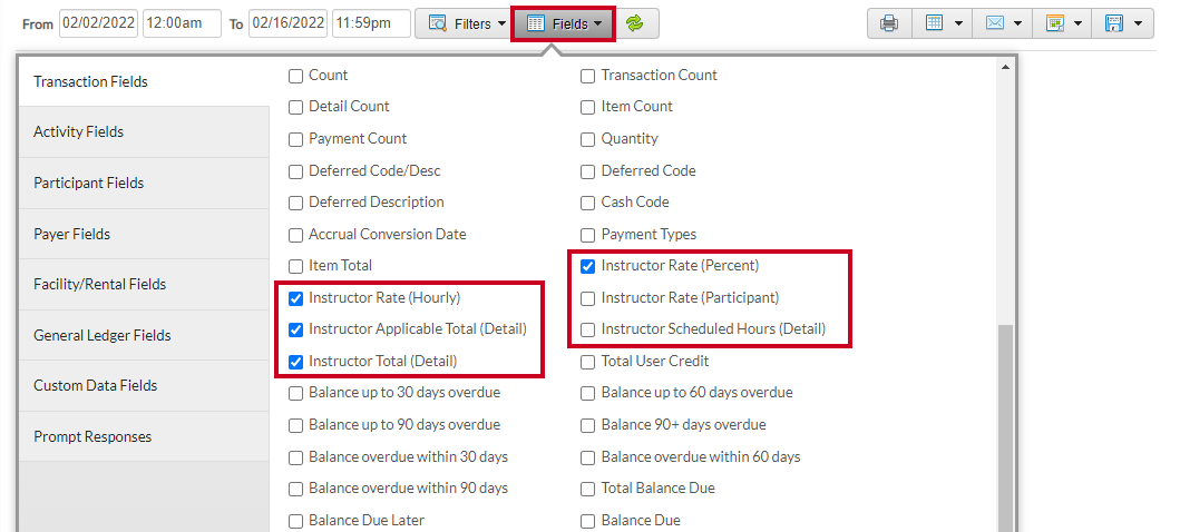 instructor compensation fields