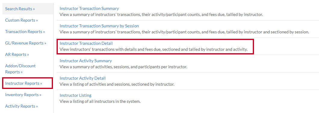 instructor transaction detail