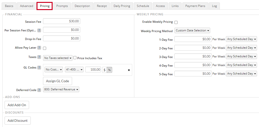 pricing