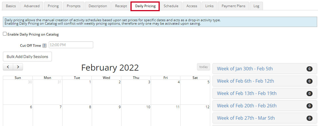 daily pricing