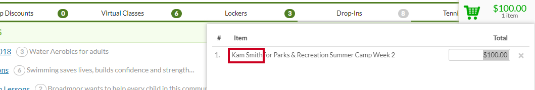 user cart