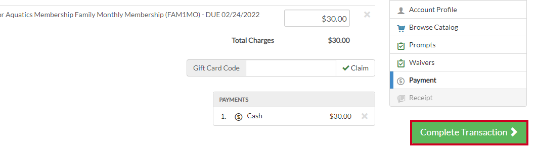 complete transaction