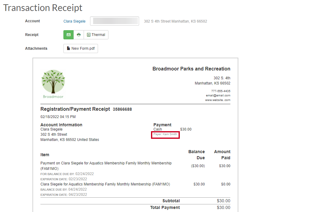 payer receipt