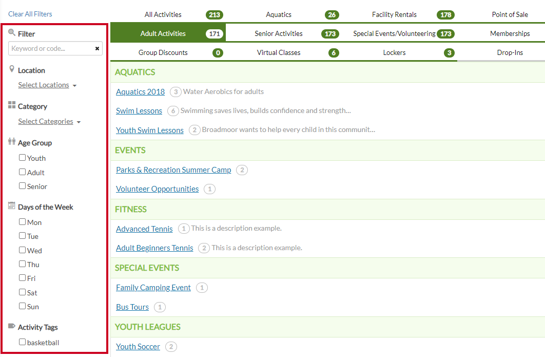 registration filters