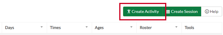 The Create Activity Button within the Activities section.