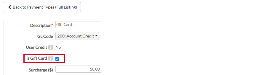 gift card payment type