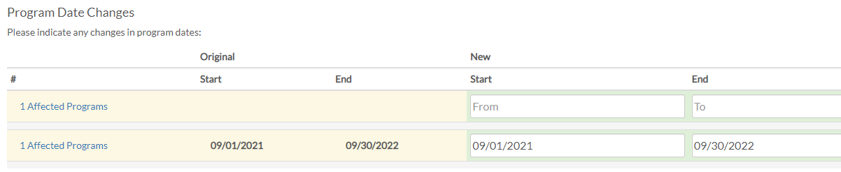 program date