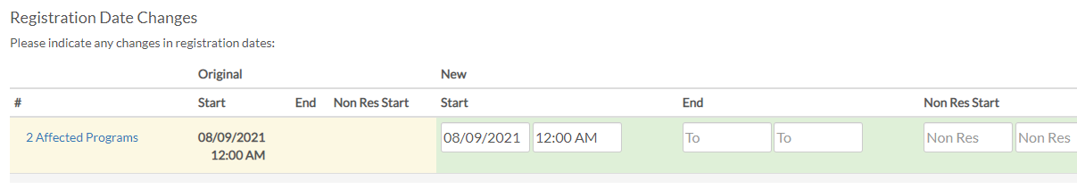 date changes