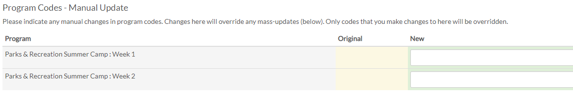 program codes