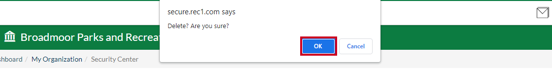 ok to delete pop-up