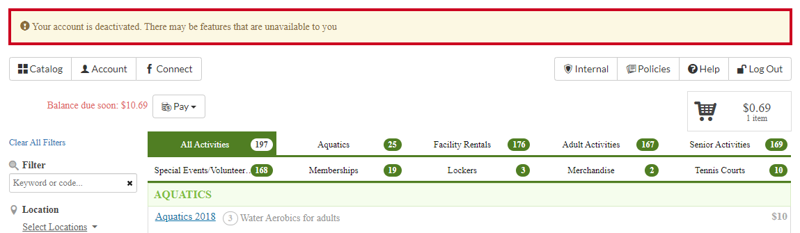 account deactivated public