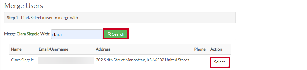 search and select
