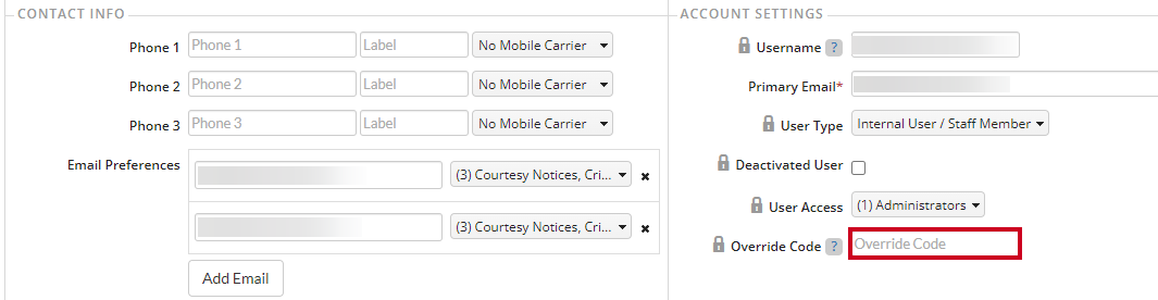 add override code