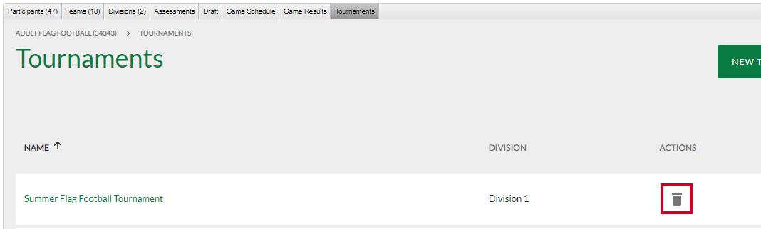 delete tournament