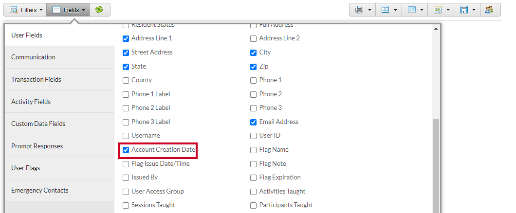account creation date