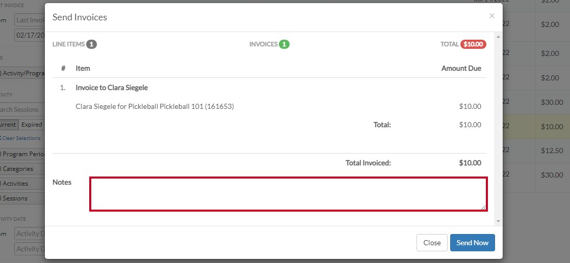 invoice notes