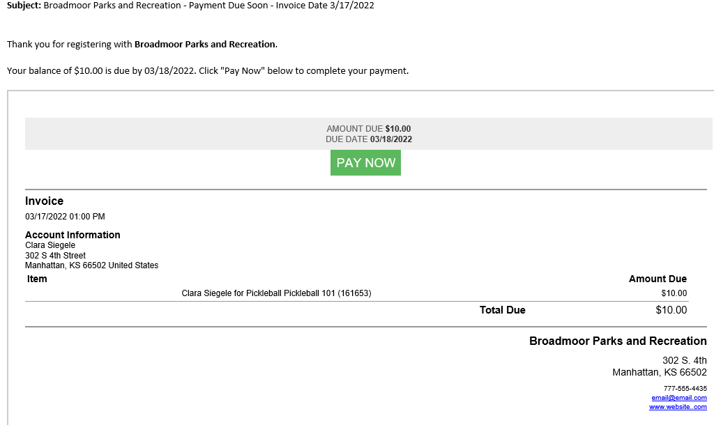 invoice email