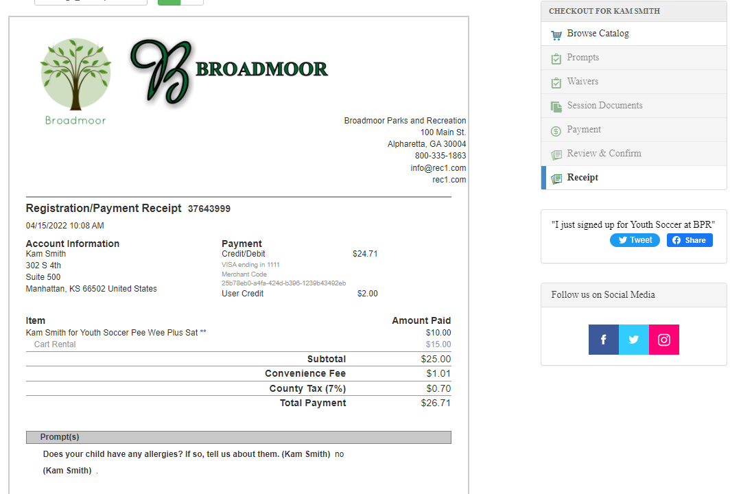 view receipt