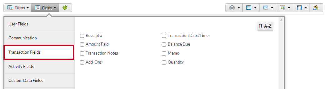 transaction fields
