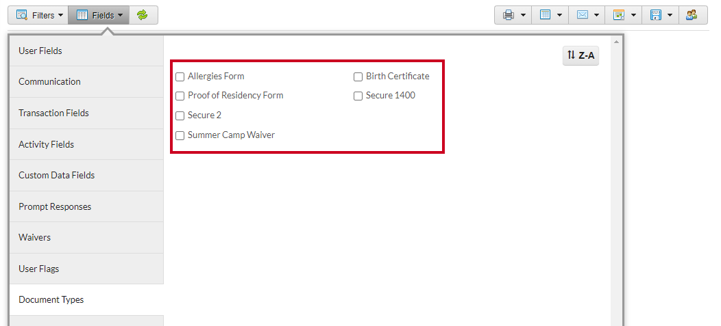 select doc types