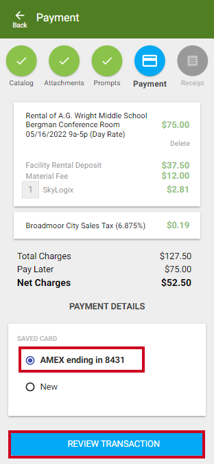 review transaction