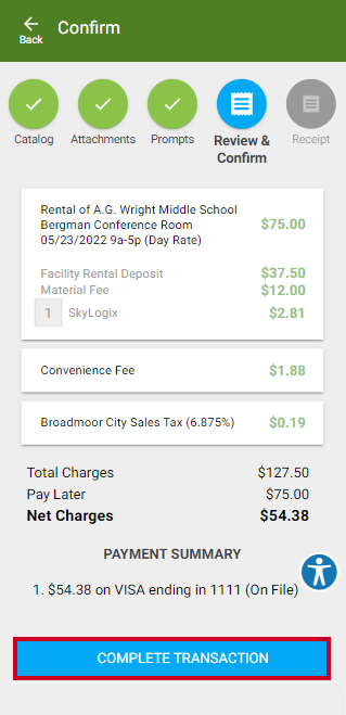 complete transaction.