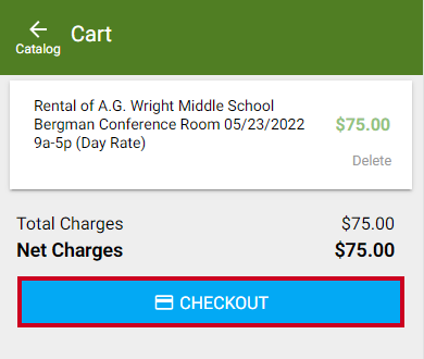 image of the checkout button on the mobile hosted payment page