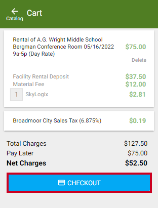 image of the checkout button found in the mobile cart view