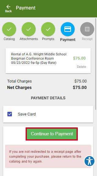 continue to payment authorize