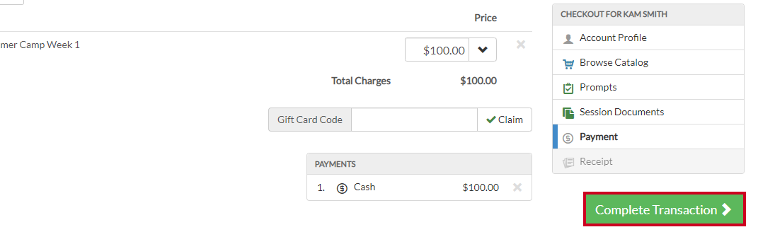 complete transaction button