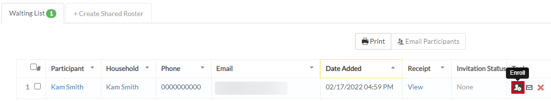 enroll button