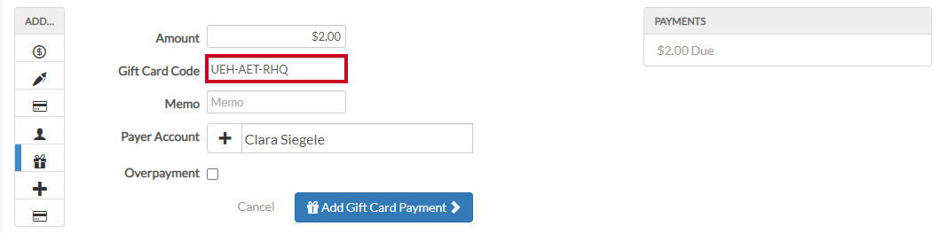 enter card code