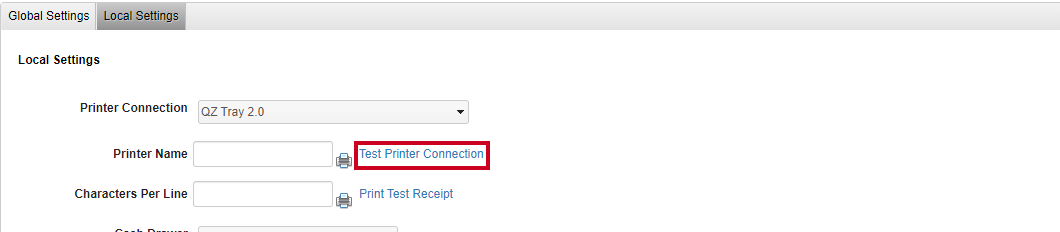 test printer connection