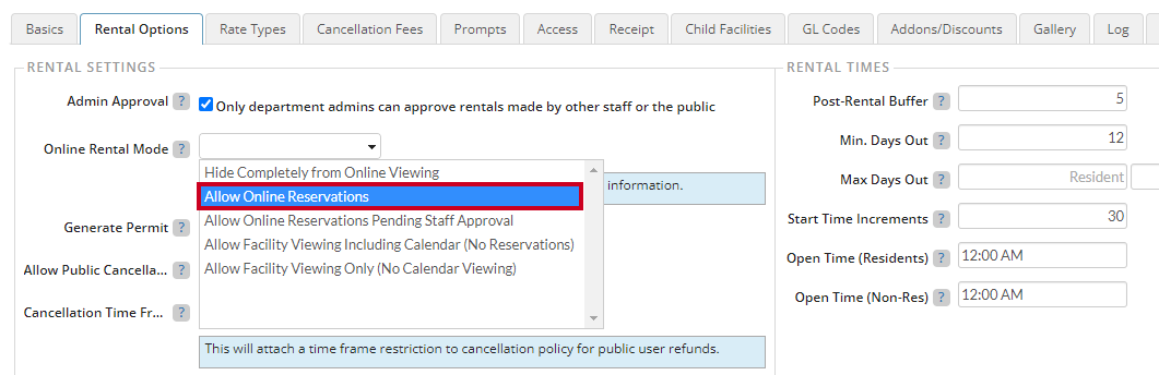 allow online reservations