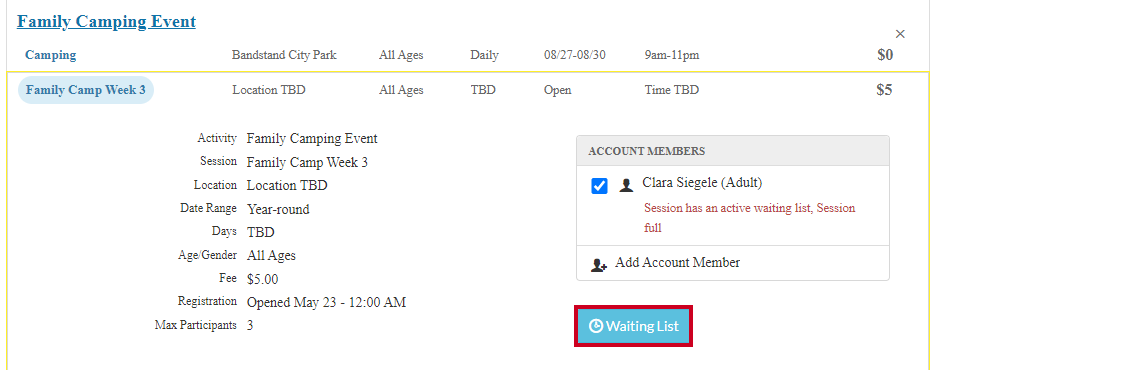 waiting list
