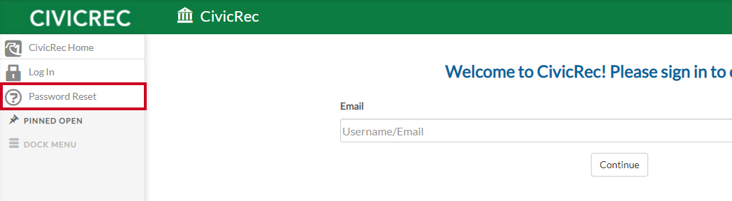 password reset