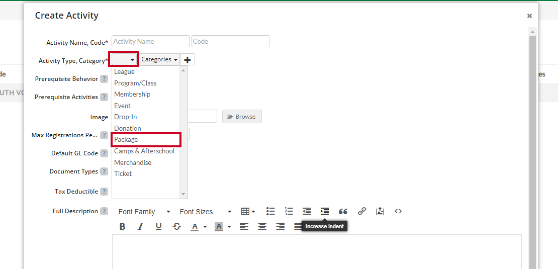 activity to package