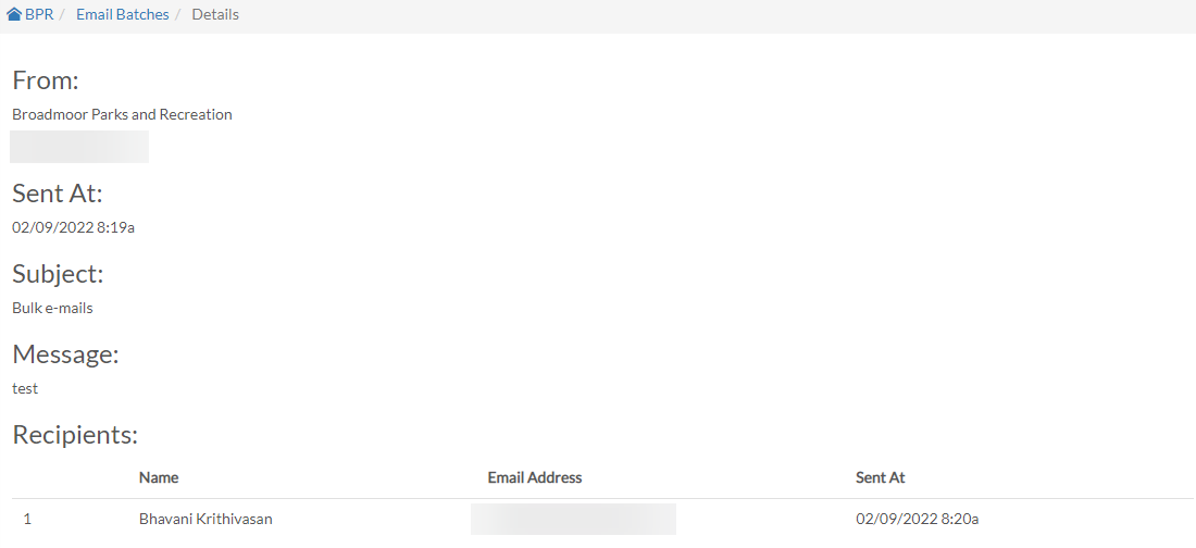 email details screen
