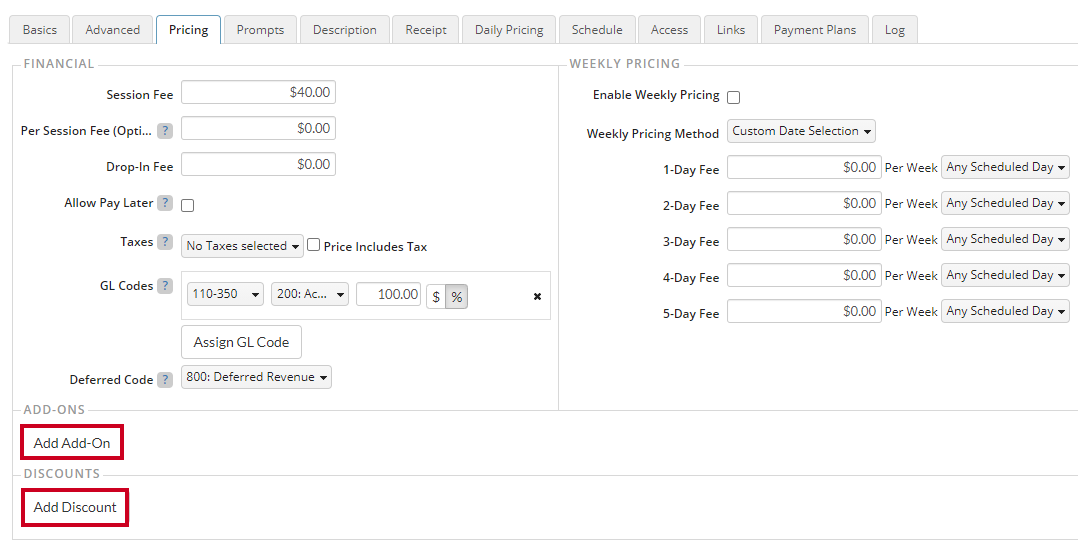 add add-on or discount