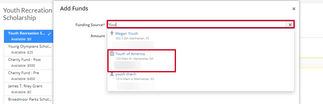 select funding source