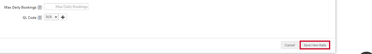 Rate settings tab's save new rate button.