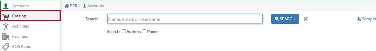 The Catalog button with a shopping cart icon.