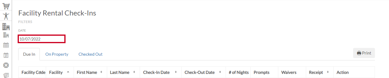 date input field.
